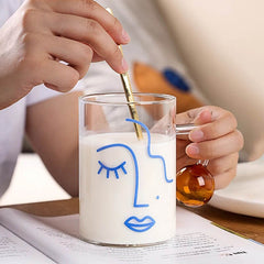 280/400ml Portrait Pattern Glass Mug Creative Handgrip Mugs For Milk Coffee Beer Water Home Office Teacup Cups Couple