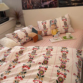 Yickyue 100%Cotton Bohemian American Style Bedding Set Four-piece Set Three -Piece Set Decorative Pattern Vintage Flower Pattern Queen