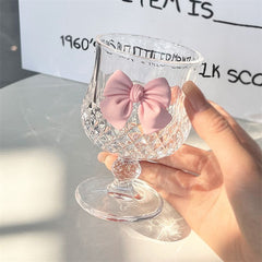 YICKYUE - Nordic Style Court Goblet, Niche Design, Bow Decoration Glass, Simple Household Whisky Glass, Beverage Juice and Dessert Cup
