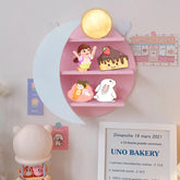 YICKYUE Pink Wall Hanging Wooden Storage Rack Hand Do Doll Display Rack Children's Room Decoration Wall Mounted Storage Rack