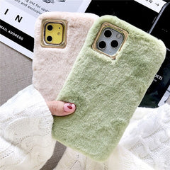 Luxury Solid Color Fluff Silicone Shockproof Case For iPhone 11 12 13 Pro Max XR X XS 7 6 6S 8 Plus SE 2 Lens Protection Cover