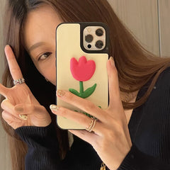 Korean Cute Cartoon 3D Clay Flower Soft Phone Case For iPhone 13 12 11 Pro XS Max X XR 7 8 Plus Silicone Protective Back Cover