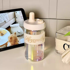 YICKYUE - 600ml Cute Glass Cup With Lid And Straw Cover Cap Infuser Glass Water Bottle Aesthetic For Coffee Tea Juice Drinking Bottle