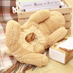 Cute Cartoon Plush Teddy Dog Tissue Cover Box Paper Container Napkin Storage Holder Home Office Car Paper Extraction Tissue Box