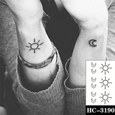 Sun Moon Design Waterproof Temporary Tattoo Sticker Female Male Arm Leg Fake Tattoo Body Art Sticker