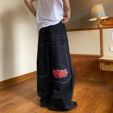 Hearujoy Hip Hop Graphics Embroidery Men's Jeans High Street Trendy Loose Wide Leg Denim Pants Spring Autumn Fashion Casual Trousers