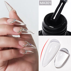 YICKYUE - 7ml Glitter Rubble Base Gel Nail Polish 2-In-1 Nude Pink Sparkly Semi Permanent UV Gel Nail Art Manicure DIY Vernis