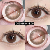 YICKYUE - 1 Pair Colorcon Contact Lenses with Degree Korean Colored Lenses Myopia Lens Brown Lenses Natural Eye Yearly Use New