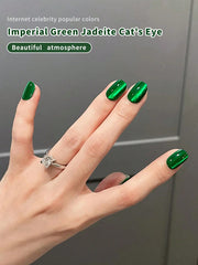 YICKYUE - 1pc 10ml Emperor Green Cat Eye Magnetic Gel Nail Polish Soak Off Uv Led Lamp Nail Polish For Women For Spring