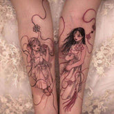 2PCS Bueatiful Girl Colorful Fake Tattoo Stickers For Men Women Arm Body Art Waterproof Temporary Tattos Party Flash Tatoos