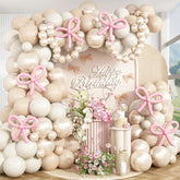 YICKYUE - 132 Pcs Pearl Sand White Balloon Garland Arch Pink Bow Balloon for Girls Princess Wedding Baby Shower Birthday Party Decoration