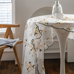 Cilected Lace Yellow Flower Embroidery Tablecloth Cover Towel Home Decor Coffee Table Dust Cover Photography Background Cloth