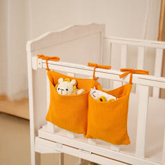 1 Pc Baby Crib Organizer Bed Hanging Storage Bag Cotton Reusable Bedside Toy Diaper Pockets for Newborn Essentials Multi-Purpose