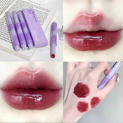 YICKYUE - Tipsy Jelly Lipstick Moisturize Mirror Non-stick Cup Lip Gloss Waterproof Lasting Ash Pink Lip Tint Korean Makeup Women Cosmetic