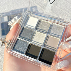 9 Colors Matte Dark Smoky Color Eyeshadow Silver Grey Pearlescent Glitter Festive Makeup Eye Shadow Palette Portable Cosmetic