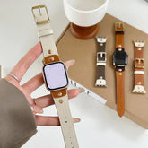 YICKYUE - Retro Real Leather Strap For Apple Watch Band 41mm 44mm 40mm 45mm 42 38 49mm Women Wrist Bracelet For iWatch Series 8 se 7 6 5 4