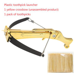 1pc Mini Toothpick launcher Fidget Toys String Plastic Decompress Super Electroplate Launch Toothpick Black Silvery Squeeze toy