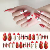 24Pcs/Box Full Coverage Fake Nails for Christmas Handmade Seamless Removable Fake Nails Cute Kawaii Ballerina Press on Nail Set