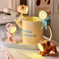 2022 New Cute Pet Night Light DIY Cartoon Dog Folding LED Table Lamp Kids Room Bedside Bedroom Living Room Decorative