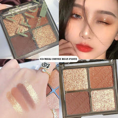 Yickyue 4 Colors Gliltter Eyeshadow Palette Matte Eye Shadow Pallete Shimmer Shine Nude Make Up Palette Cosmetic Women
