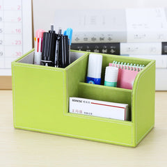 Yickyue Multifunctional Leather Pen Holder Desk Organizer Business Desk Stationery Storage Stationery Box School Supplies Accessories