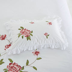 Cilected 100% Cotton White Embroidered Pillowcase Ins Princess Style Lotus Leaf Lace Pillow Core Cover Cushion Cover Decoration