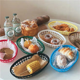 6 Pcs Colored Plastic Fruit Basket Desktop Storage Basket Vegetable Fries Hot Dog Snack Plate Burger Basket