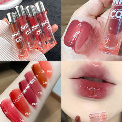 YICKYUE - Mirror Water Lipgloss Sexy Glitter Lip Gloss Korean Lips Makeup Tint Long Lasting Non-Stick Cup Liquid Lipstick for Women Girls