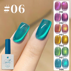 YICKYUE - 12ML 1-6PCS Maillard Magnetic Cat Eye Gel Nail Polish New Style Flashing Light With Crystal Cat Eye Set Nail Art Nail Supplies