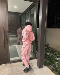 Hearujoy Harajuku Retro Goth Clothes for Women Pink Oversized Hoodie Hip Hop Gothic Print Hoodie Ladies Casual Y2k Tops Kawaii Clothes