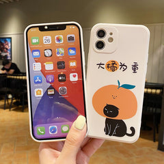 Cute cartoon cat fruit phone case for iphone 11 13 pro max 12 mini shockproof silicone cover for iphone 7 plus xr xs max x 8 se2