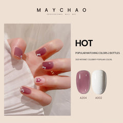 MAYCHAO 7.3ml Summer Pudding Gel Nail Polish Transparent Jelly Polish Top Coat Soak Off UV Gel Art Nail Varnish Semi Permanent
