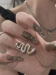 Yickyue Hand Made Snakeskin Design Extension Nails