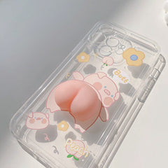 3D Pig silicone phone case for iphone 12 11 pro max mini x xs max xr se 2020 7 8 plus Decompression toy cover cute capa shell