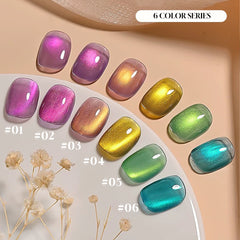 YICKYUE - 12ML 1-6PCS Maillard Magnetic Cat Eye Gel Nail Polish New Style Flashing Light With Crystal Cat Eye Set Nail Art Nail Supplies