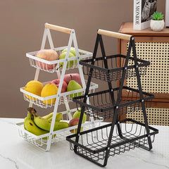YICKYUE - Double Layered Hollow Net Fruit Basket Home Furnishings Three-layer Storage Rack Kitchen Storage