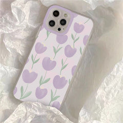 cute tulip flowers phone case for iphone 11 13 pro max 12 mini camera protect silicone cover for iphone 7 plus 8 xr xs x se