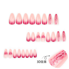YICKYUE - 24pcs 3D Halloween Fake Nails Blood Simulate Wounds Printed Design Press on Nails French Almond Wearable Full Cover False Nails