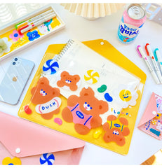 Milkjoy Forest Bunny Storage Bag Desk Organizer Cute Cartoon Snap Button A4 File Bag Card Holder