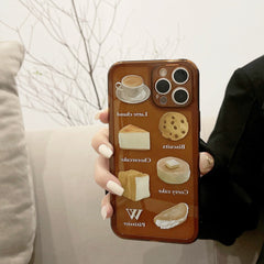Dessert Sweet coffee cake biscuit food soft silicone phone case for iphone 13 mini 11 12 promax xsmax xr x 7 8 plus se capa