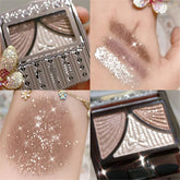 YICKYUE - Three-color Pearly Eyeshadow Palette Bright Matte Shimmer Crystal Bow Tie Glitter Eyeshadow Waterproof Lasting Pigment Makeup