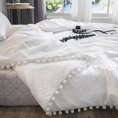 Summer Quilt Solid Color Air Condition Comforter with little white Pompons Thin Throw Blanket many colours bedding free #s