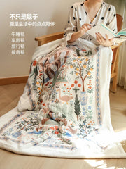 YICKYUE - Spring Autumn Winter Season Flannel Fleece Throw Blanket for Sofa Bed Retro Cartoon Pattern Printed Blanket Office Home Travel