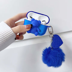 Blue smiley cartoon 3d bear earphone shell for airpod pro 1 2 case for apple airpods 3 wireless bluetooth charging box conque