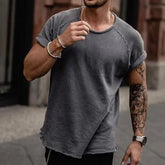 Hearujoy Oversized Vintage T Shirt Men Making Old Short Sleeve Loose Casual Tee Tops Summer Solid Color Fashion T-shirts Streetwear