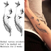YICKYUE - Swallow Feather Herbal Juice Temporary Tattoo Stickers Arm Waterproof Non-reflective Cool Fake Tattoo Lasting Art for Men Women
