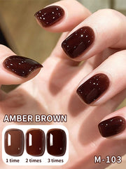 YICKYUE - 2pcs 15Ml Amber Brown And Mint Green Gel Nail Polish Set, Nail Glue Off UV Gel Varnish , Manicure Kit Nail Supplies DIY Home