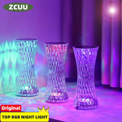 ZCUU Crystal Projector Desk Atmosphere Night Light USB Led Table Lamp Room Decor Nights Lamp Lights For Bedroom Home Decoration