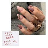 24pcs Reusable False Nails Press On Nails Coffin Fake Nails With Glue Full Cover Nail Tips Nail Styling Utensils Nail Supplies
