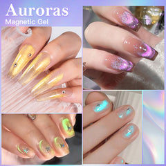 YICKYUE - 7ml Sparkly Magnetic Nail Gel Polish Glitter Aurora DIY Nail Art Gel For Nails Semi Permanent Painting UV LED Vernis